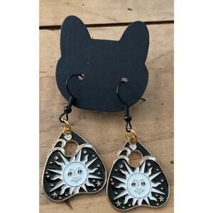 White sun planchette Ouija board marker earrings